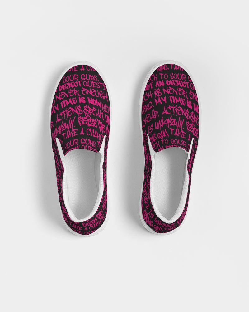 Empowering Pink Graffiti Women's Slip-On Canvas Shoe
