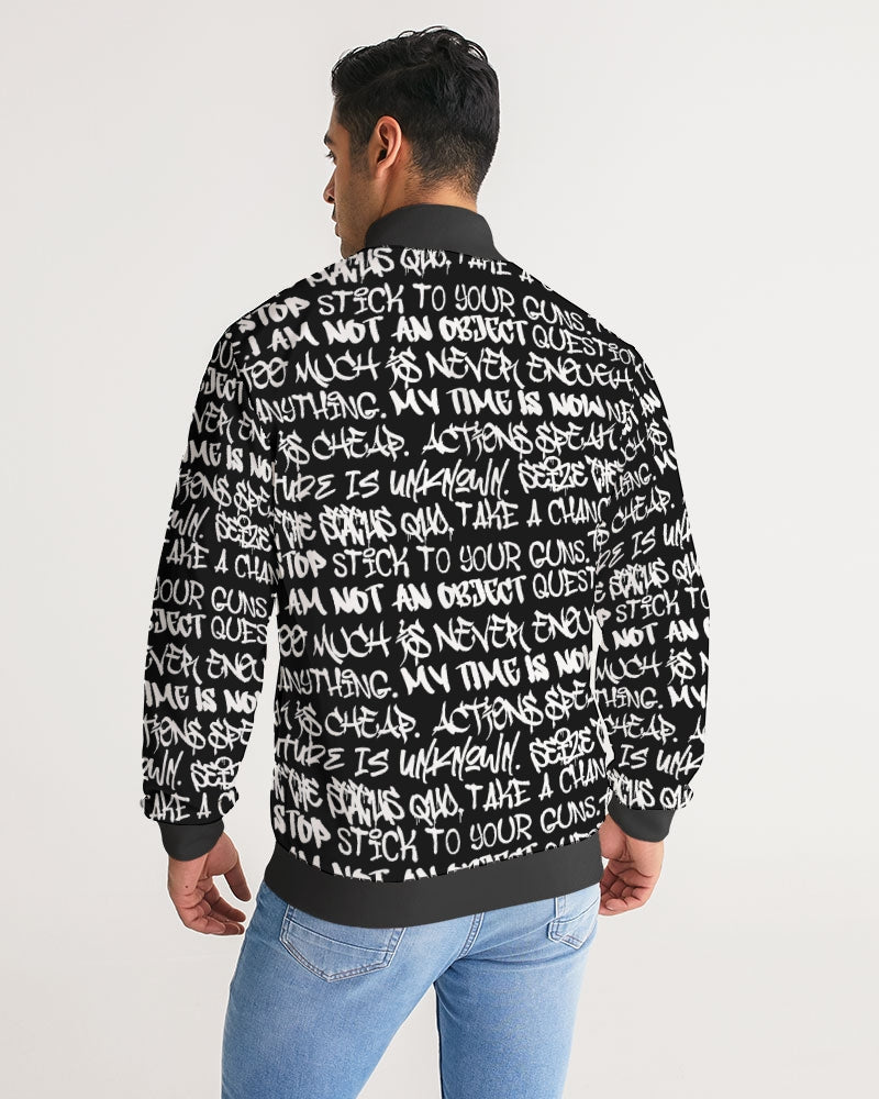 Mens Track Jacket, Black and White, back view