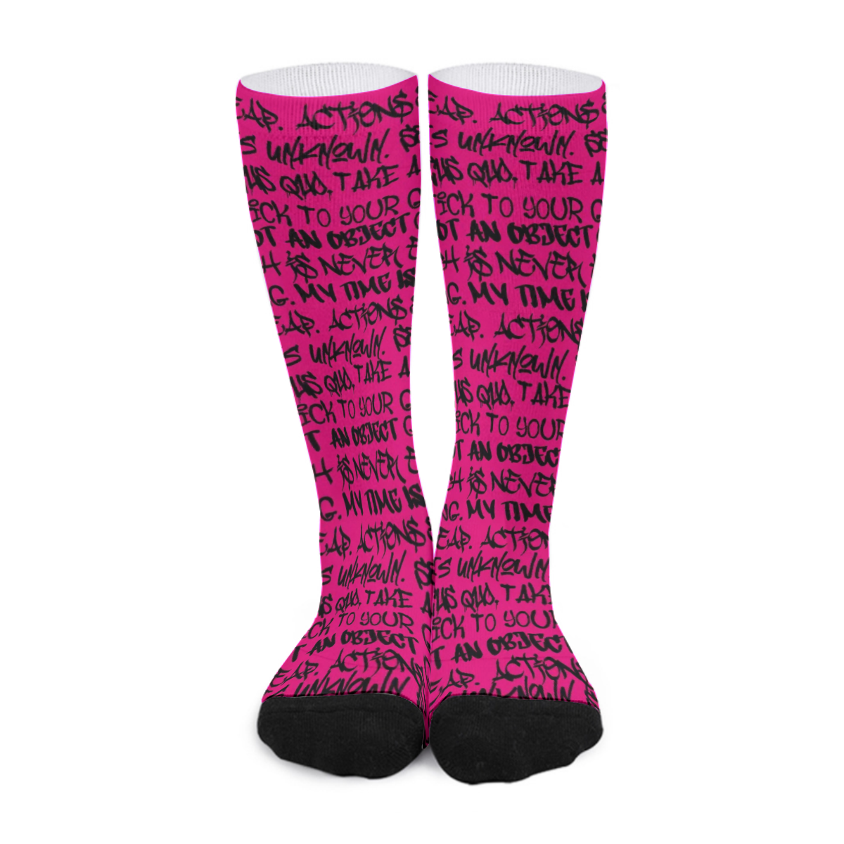 PM Graffiti Unisex Long Socks, Hot Pink