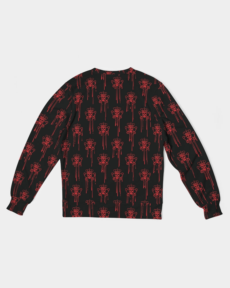 Mens Crewneck Pullover, Black and Red Logo Drip 
