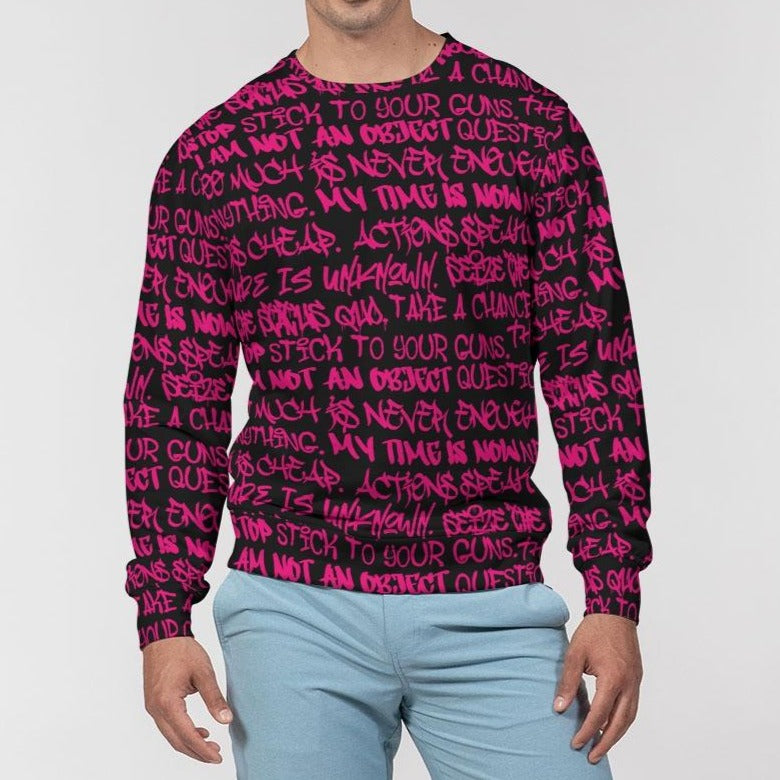 Empowering Pink Graffiti Men's Classic French Terry Crewneck Pullover