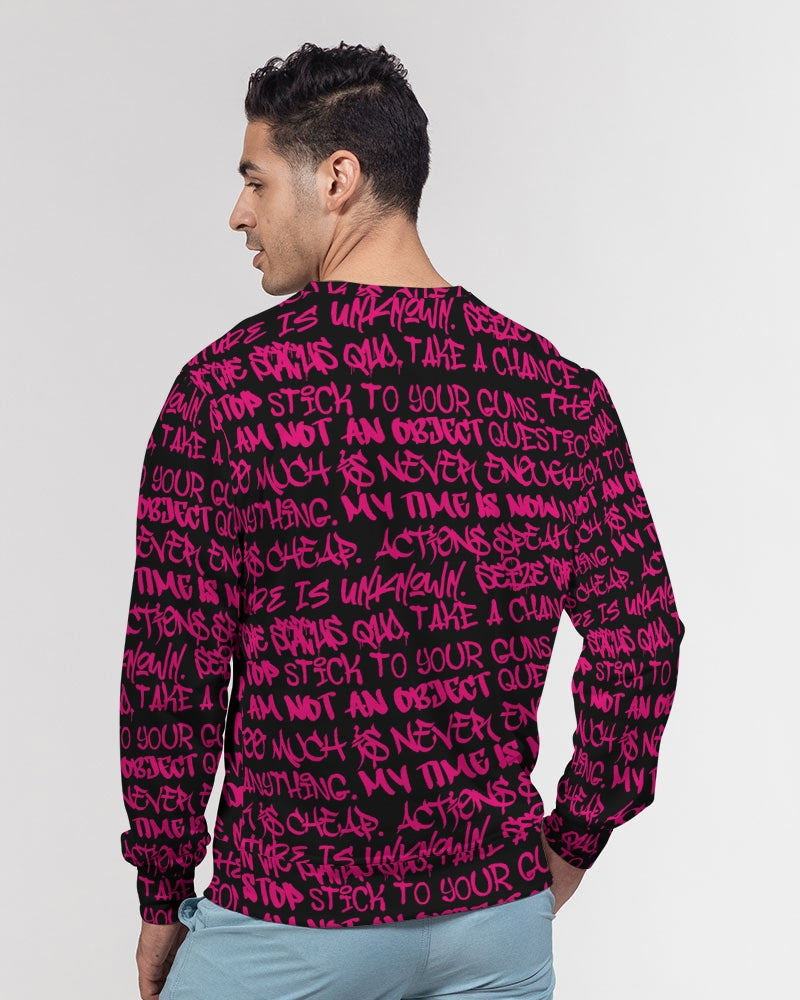 Empowering Pink Graffiti Men's Classic French Terry Crewneck Pullover