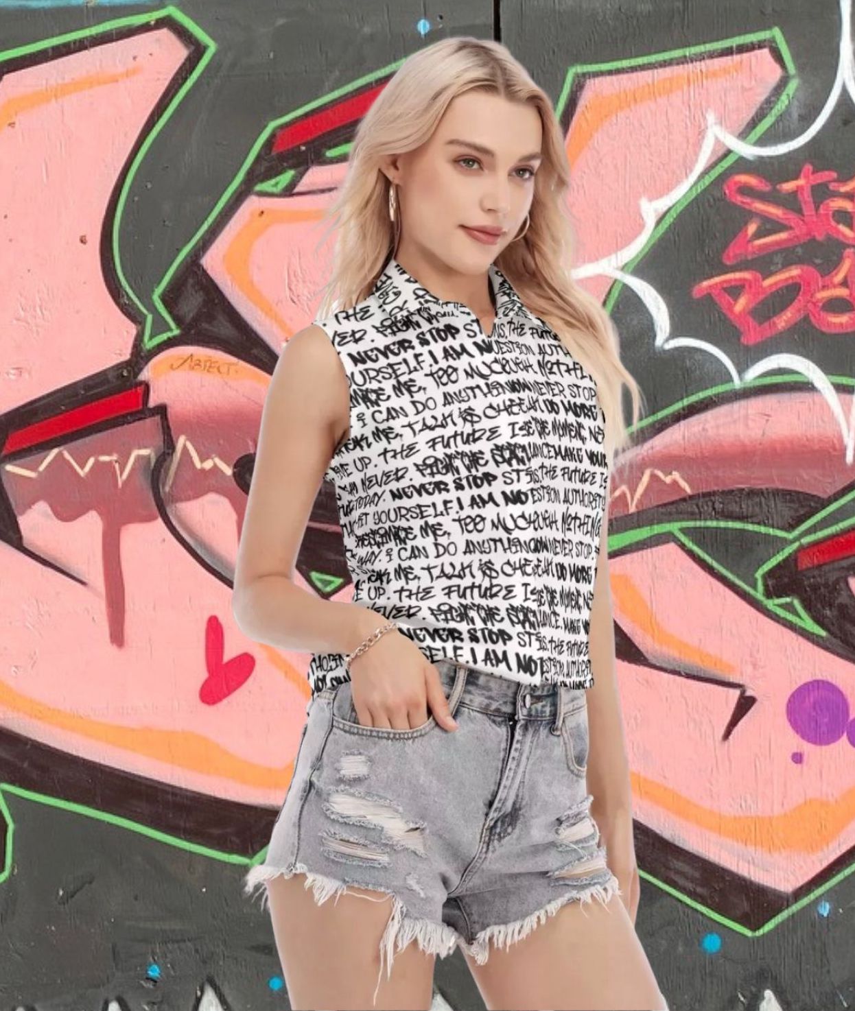 Empowering Graffiti Women's Sleeveless Shirt