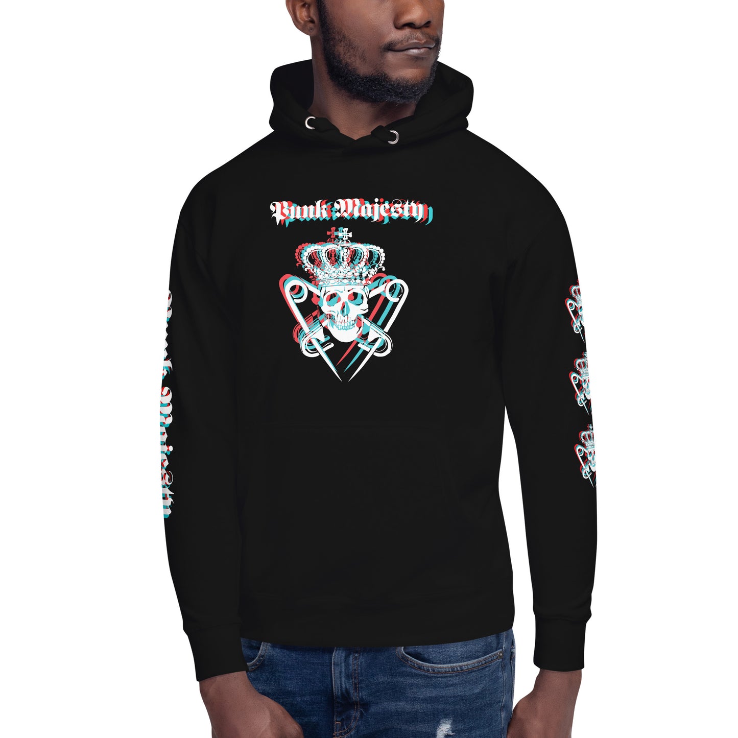 Punk Majesty 3D Logo Unisex Hoodie with Printed Sleeves